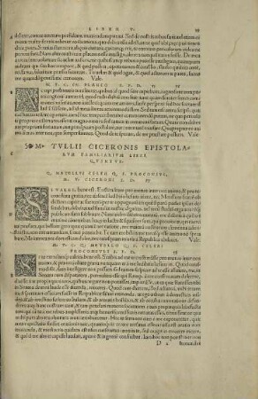M. Tvllii Ciceronis Epistolarvm Familiarivm Liber Qvintvs.