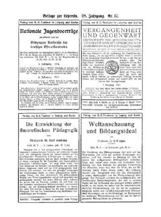 Beilage zur Lehrerin : 28.Jahrgang Nr.17