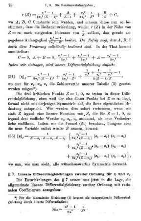 § 9. Lineare Differentialgleichungen 2. Ordnung für z1 und z2.
