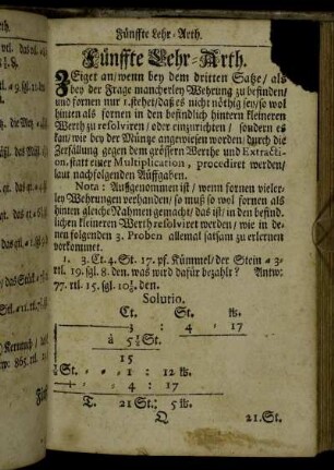 Fünffte Lehr-Arth.