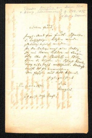 Handschriftlicher Brief von Heuglin