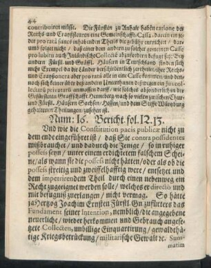 Num: 16. Bericht. fol. 12. 13.