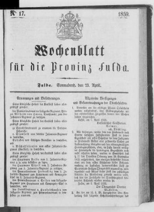 Nr. 17, Ausgabe vom 23. April 1859
