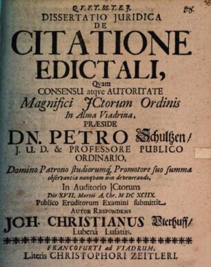 Diss. iur. de citatione edictali