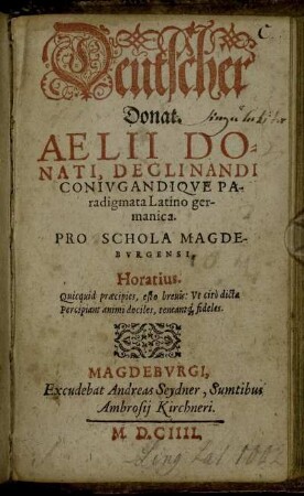 Deutscher Donat : Pro Schola Magdeburgensi