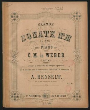 Grande sonate N°. III (d-Moll) pour piano : op. 49