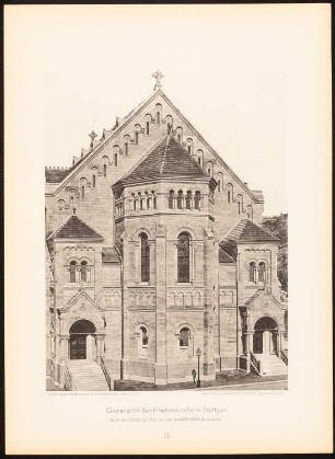 Friedenskirche, Stuttgart: Ansicht von der Chorseite (aus: Moderne Neubauten, 1.Jg., 1894, hrsg. W. Kick)