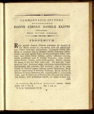 Commentatio Secunda Respondente Ioanne Carlo Daniele Krauss