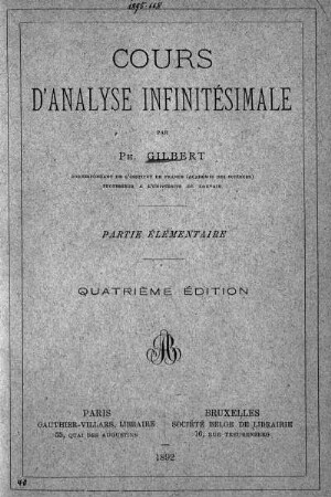 Cours d'analyse infinitésimale : Partie élémentaire