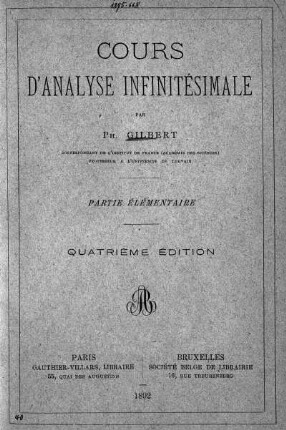 Cours d'analyse infinitésimale : Partie élémentaire