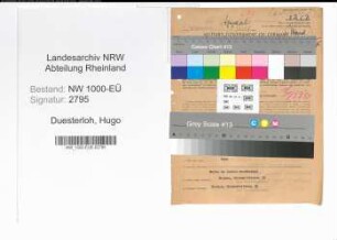 Entnazifizierung Hugo Duesterloh, geb. 18.11.1899 (Bergmann)