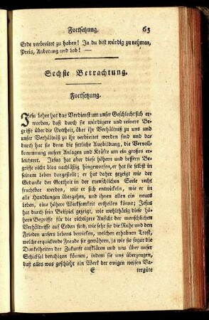 Sechste Betrachtung. Fortsetzung.