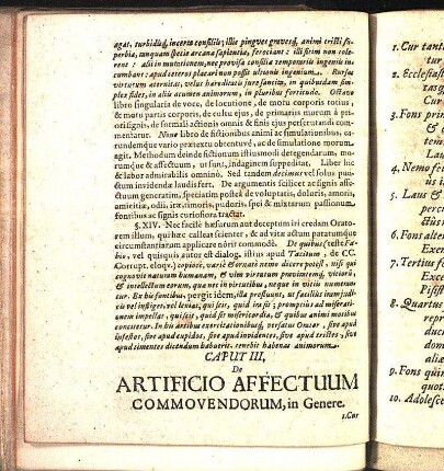 Caput III. De Artificio Affectuum Commovendorum, in Genere.