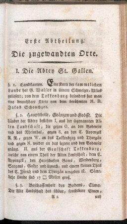 Erste Abtheilung. Die zugewandten Orte.