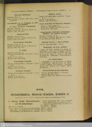 XVII. Gesandtschaften, General-Consuln, Consuln [et]c.