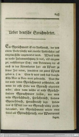 Ueber deutsche Sprichwörter