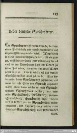 Ueber deutsche Sprichwörter