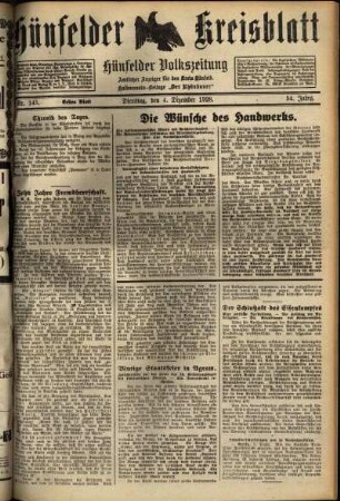 Erste Ausgabe vom Dienstag, den 04. Dezember 1928.