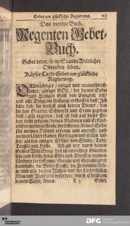 Das vierdte Buch. Regenten Gebet-Buch
