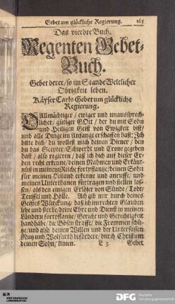 Das vierdte Buch. Regenten Gebet-Buch