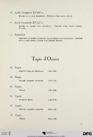 Tapis d‘Orient (Nr. 62-75)