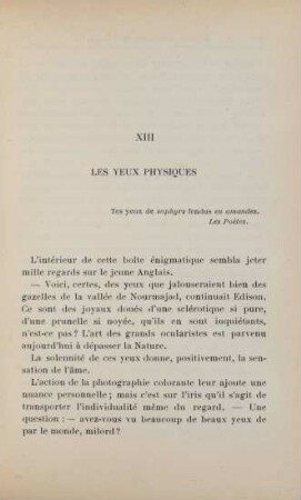 XIII. Les yeux physiques