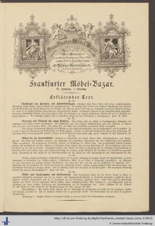 Frankfurter Möbel-Bazar. IV. Jahrgang, I. Lieferung. Erklärender Text.
