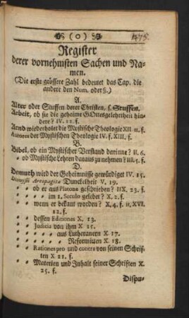 Register vornehmsten Sachen und Namen.