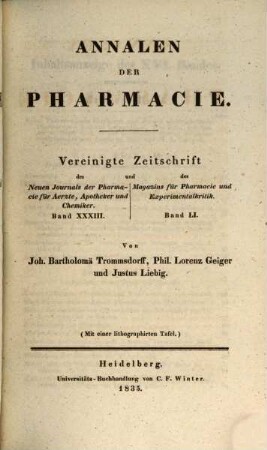 Annalen der Pharmacie. 16. 1835
