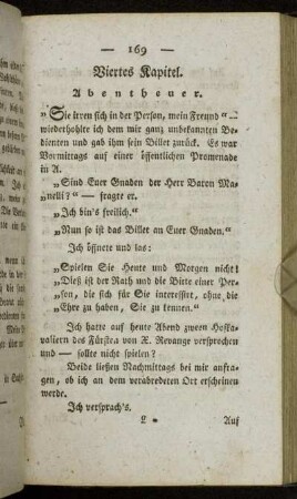 Viertes Kapitel. Abentheuer.