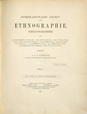 Internationales Archiv für Ethnographie = Archives internationales d'éthnographie, 1. 1888