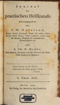 Journal der practischen Heilkunde. 41, 41 = Bd. 34. 1815