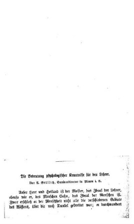 Die Bedeutung psychologischer Kenntnisse für den Lehrer