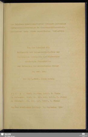 Zur Existenz verallgemeinerter Lösungen partieller Differentialgleichungen in Richtungsdifferentialquotienten nach einem zugeordneten Vektorfeld