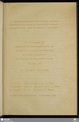 Zur Existenz verallgemeinerter Lösungen partieller Differentialgleichungen in Richtungsdifferentialquotienten nach einem zugeordneten Vektorfeld
