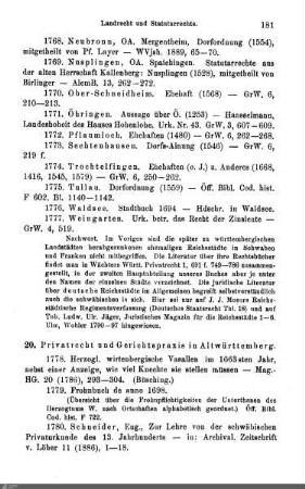 20. Privatrecht und Gerichtspraxis in Altwürttemberg
