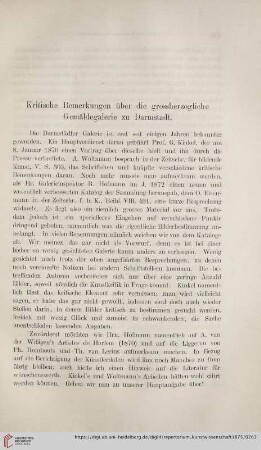 Kritische Bemerkungen über die grossherzogliche Gemäldegalerie zu Darmstadt