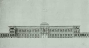 Dresden, Gemäldegalerie: Entwurf A - Aufriß der Zwingerseite