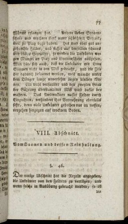 VIII. Abschnitt. Vom Saamen und dessen Reinhaltung.