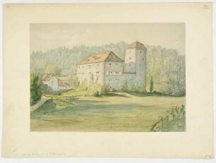 Schloss Feldeck in Dietlas südwestlich von Eisenach in Thüringen (Bergfried 1945 abgerissen), ehemaliges Wasserschloss