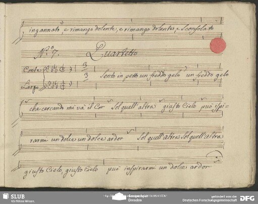 Quartetto: "Sento in petto freddo gelo"