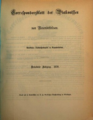 Korrespondenzblatt der Diakonissen von Neuendettelsau. 13, 13. 1870