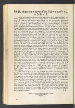 Fünfte allgemeine studentische Missionskonferenz in Halle a. S