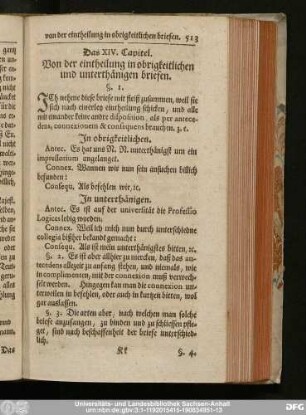 Das XIV. Capitel. Von der eintheilung in obrigkeitlichen und unterthänigen briefen.
