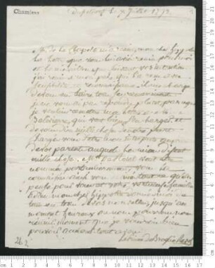Brief von Charles Louis Victor de Broglie an Hippolyte de Chamisso