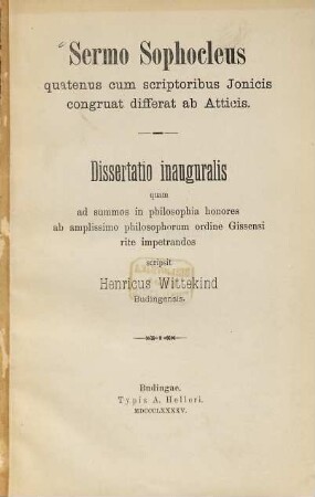 Sermo Sophocleus quatenus cum scriptoribus Jonicis congruat differat ab Atticis