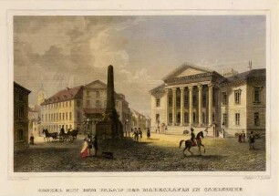 Ansichten Karlsruher Gebäude, Bauwerke und Denkmäler. "Rondell mit dem Palais der Markgrafen in Carlsruhe". Rondellplatz