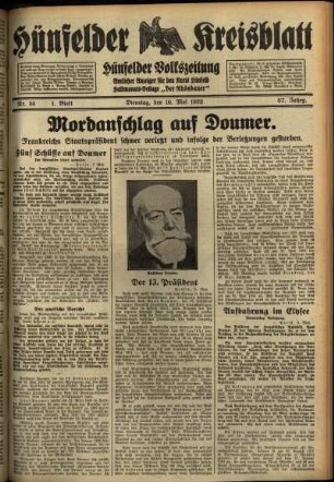 Erste Ausgabe vom Dienstag, den 10. Mai 1932.