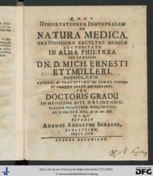 Dissertationem Inavgvralem De Natura Medica