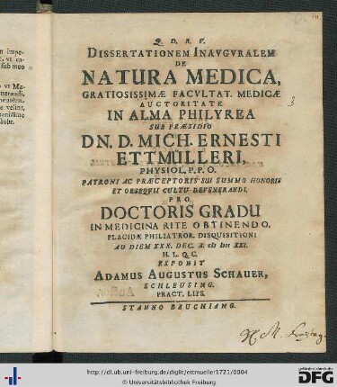 Dissertationem Inavgvralem De Natura Medica
